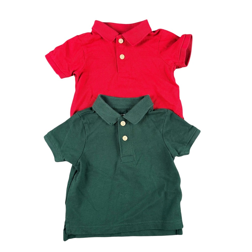 The Childrens Place Kids 6-9M Red and Green Pique Polo Shirts 2 Pack 925